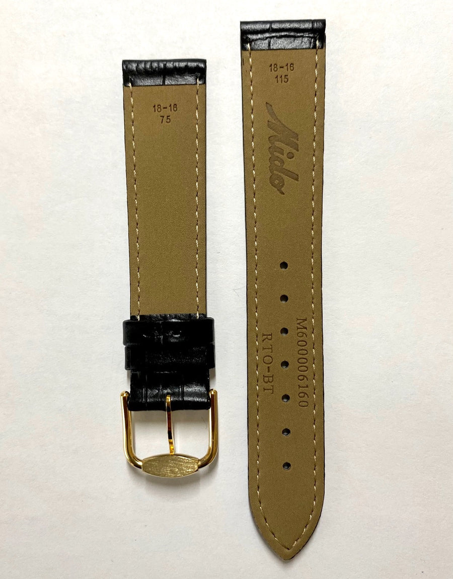 MIDO Ocean Star 18 mm Black Leather Watch Band Strap - WATCHBAND EXPERT