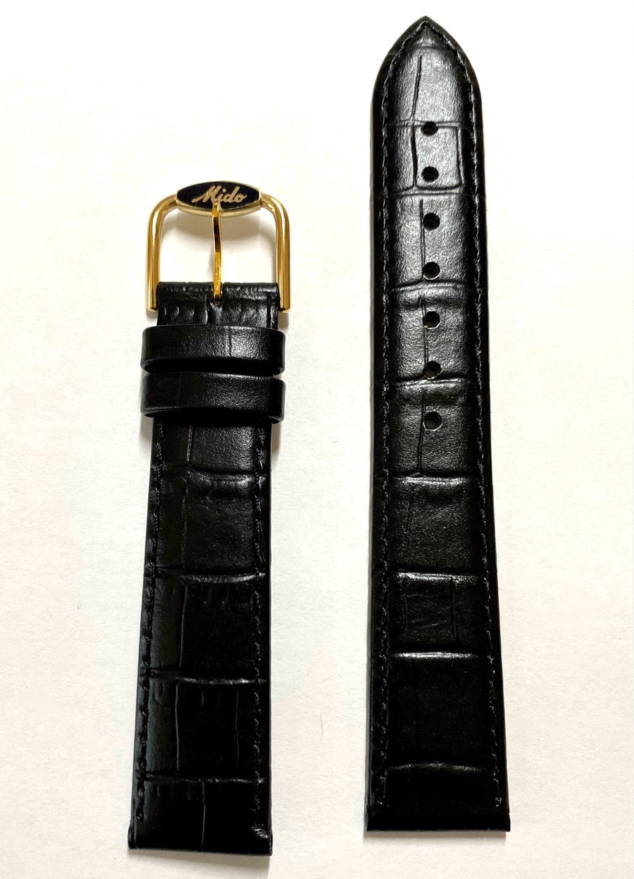 MIDO Ocean Star 18 mm Black Leather Watch Band Strap - WATCHBAND EXPERT