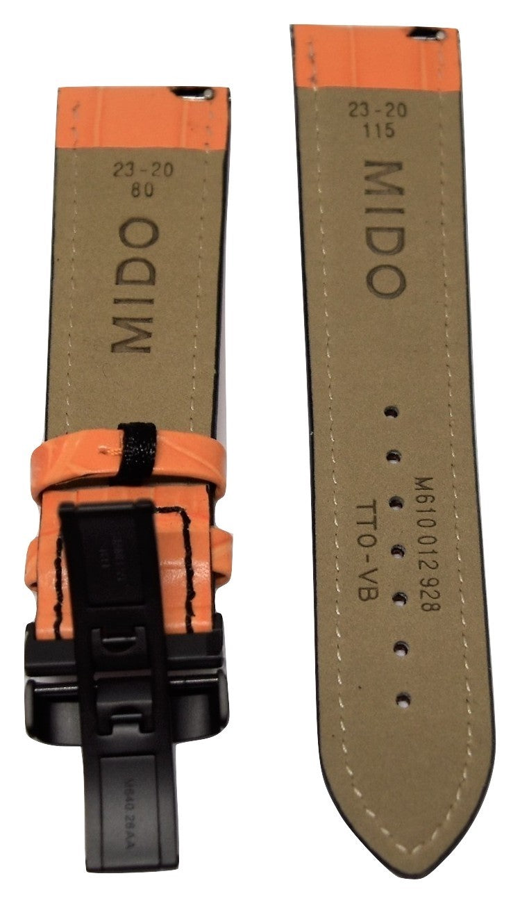 MIDO Multifort 23mm Orange Leather Band Strap For Model: M005614A - WATCHBAND EXPERT