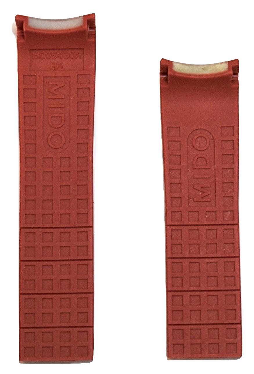 MIDO Multifort 22mm Red Rubber Band Strap for Model: M005929A - WATCHBAND EXPERT