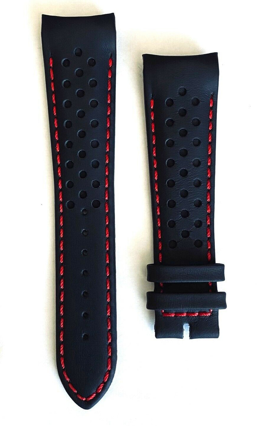 MIDO Multifort 22mm M025407A Black/ Red Leather Strap Band - WATCHBAND EXPERT