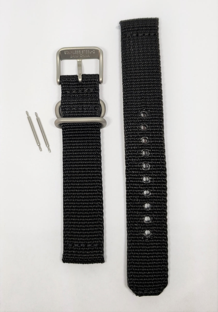 SEIKO 18mm SNK805 Black Nylon Watch Band - WATCHBAND EXPERT