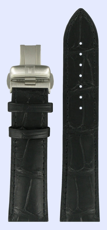 Tissot T-Lord T059527A 22mm Black Leather Band Strap with Clasp - WATCHBAND EXPERT