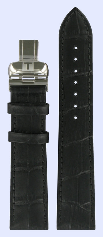 Tissot T063642A 20mm Black Leather Watch Band - WATCHBAND EXPERT