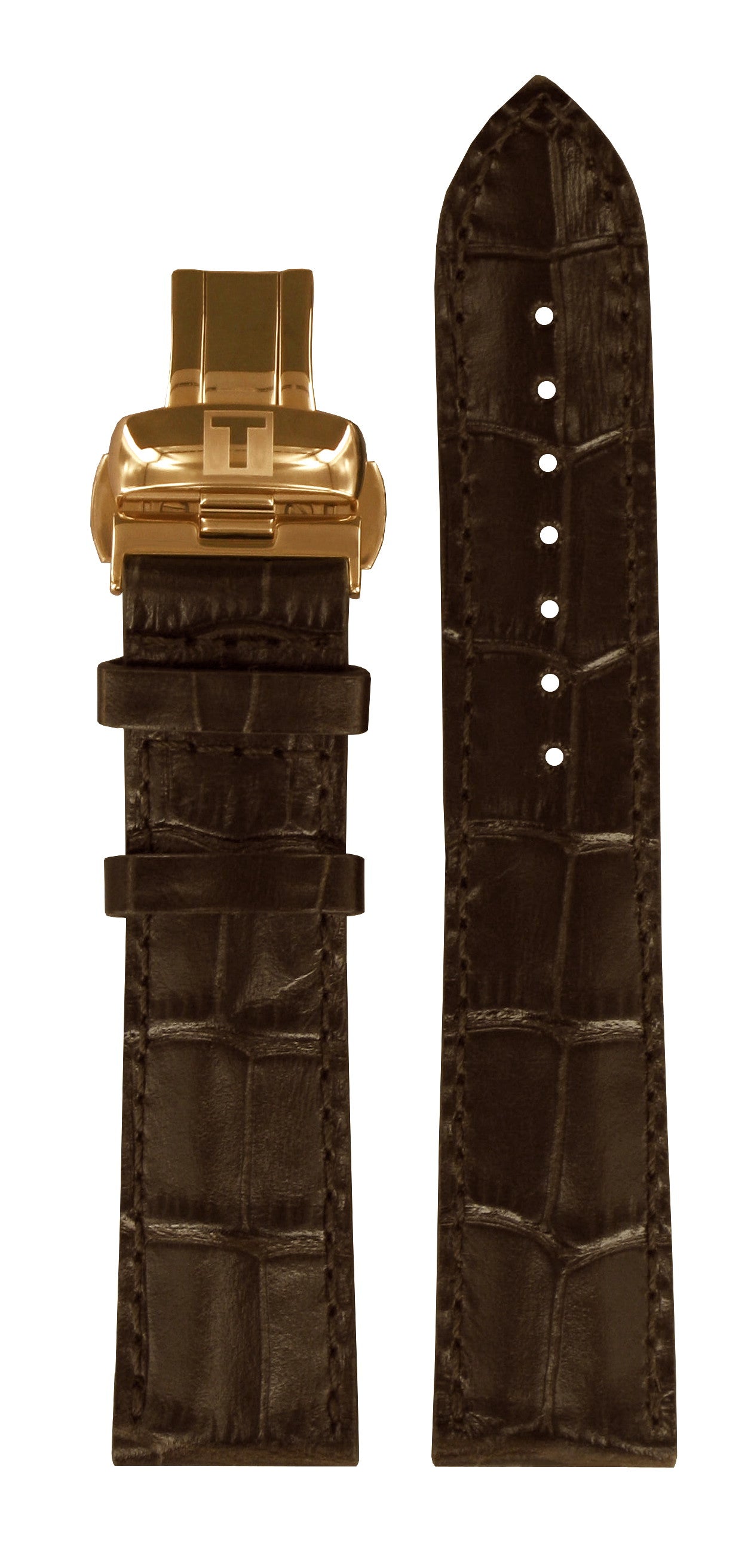 Tissot 20mm Brown Leather Strap with Rose Gold Clasp W.B.E