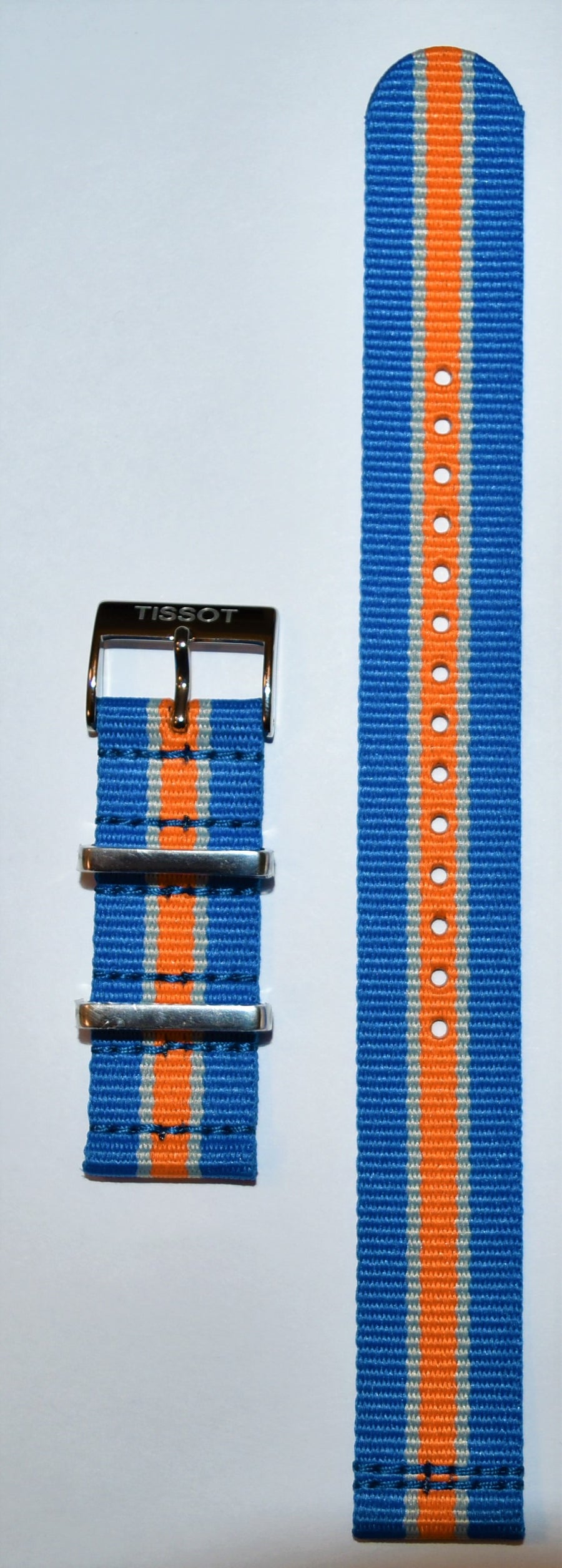 Tissot Quickster Nato T095417A, T095410A 19mm Blue/ Orange Strap Band - WATCHBAND EXPERT