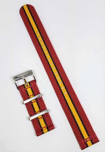 Tissot Quickster Nato T095417A / T095410A Red Black Yellow Band Strap - WATCHBAND EXPERT