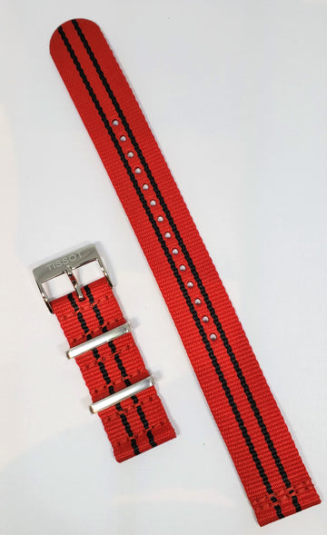 Tissot Quickster Nato T095417A / T095410A Red Black 19mm Band Strap - WATCHBAND EXPERT