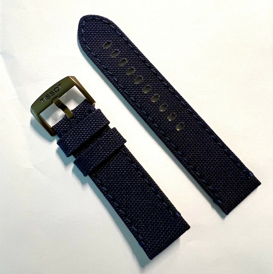 Tissot 22mm Strap Blue Canvas Fabric Watch Band W.B.E