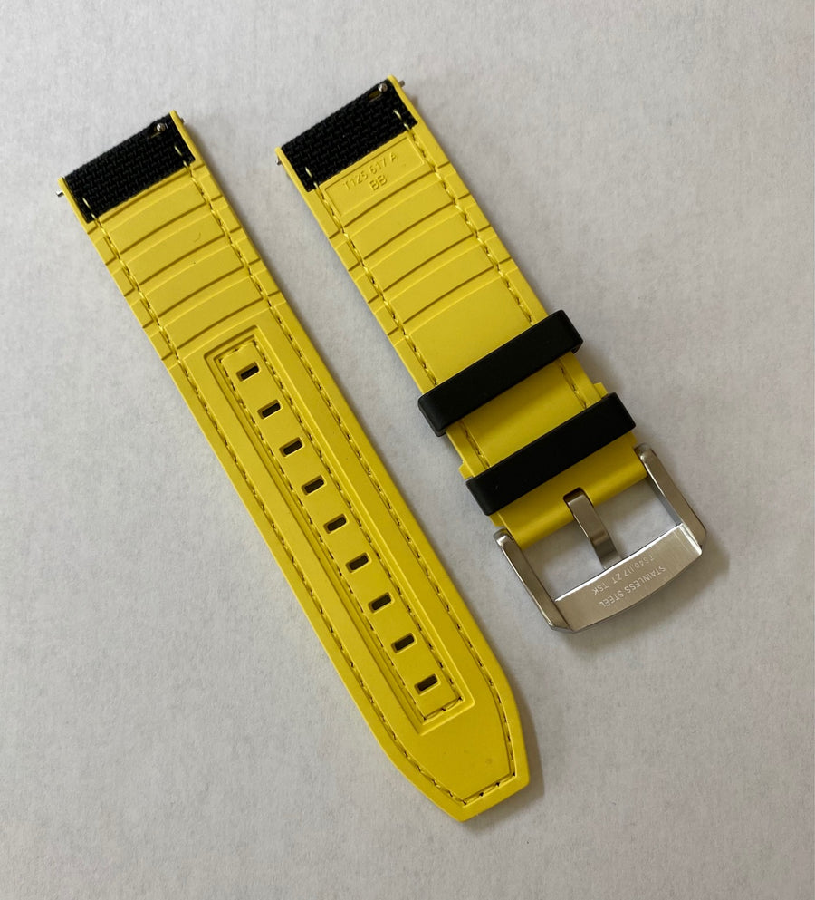 Tissot T125617A Black / Yellow 22mm Rubber Watch Band Strap - WATCHBAND EXPERT