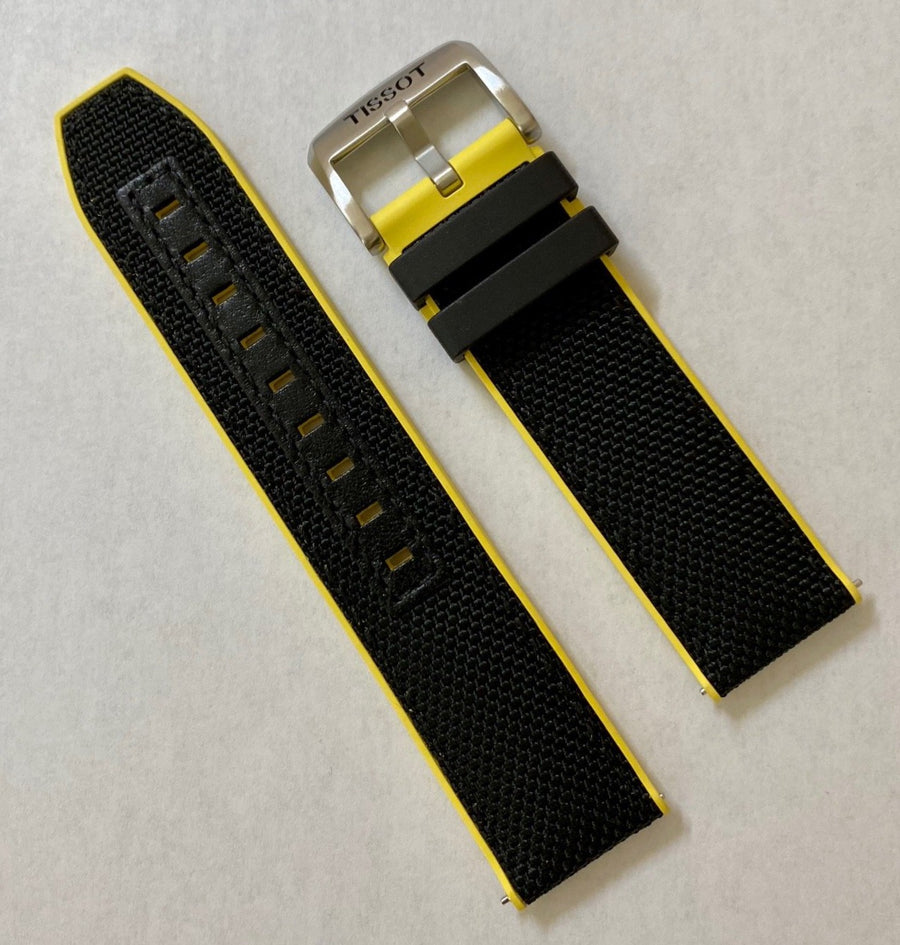 Tissot T125617A Black / Yellow 22mm Rubber Watch Band Strap - WATCHBAND EXPERT