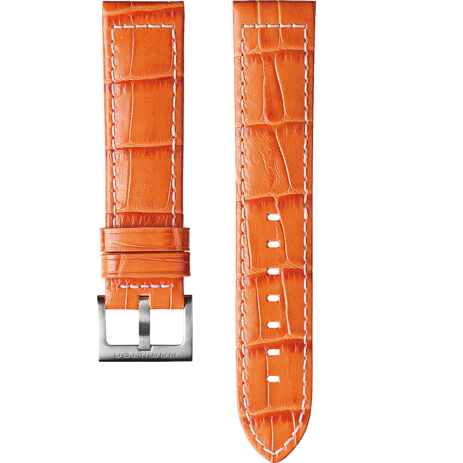 Hamilton 21mm Orange Leather Strap Watch Band - WATCHBAND EXPERT