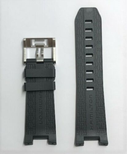 Hamilton Khaki Navy SUB H787160 Black Rubber Replacement Strap - WATCHBAND EXPERT